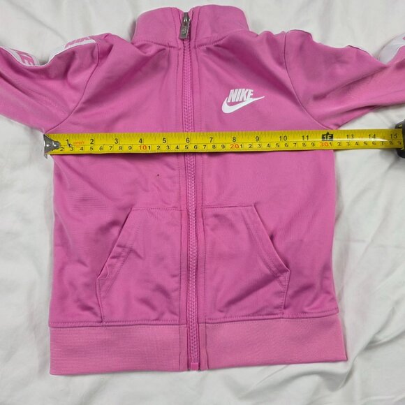 Nike Full Zip Track Jacket Girls 3T Pink White Logo Lightweight Activewear - Picture 7 of 10